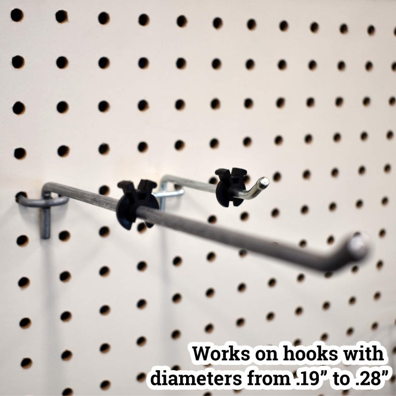 Store Fixtures Direct Black Peg Hook Stoppers, Squeeze & Pinch Inventory Control Clips to Help Keep Merchandise on Hooks, 200 Pack - Image 5